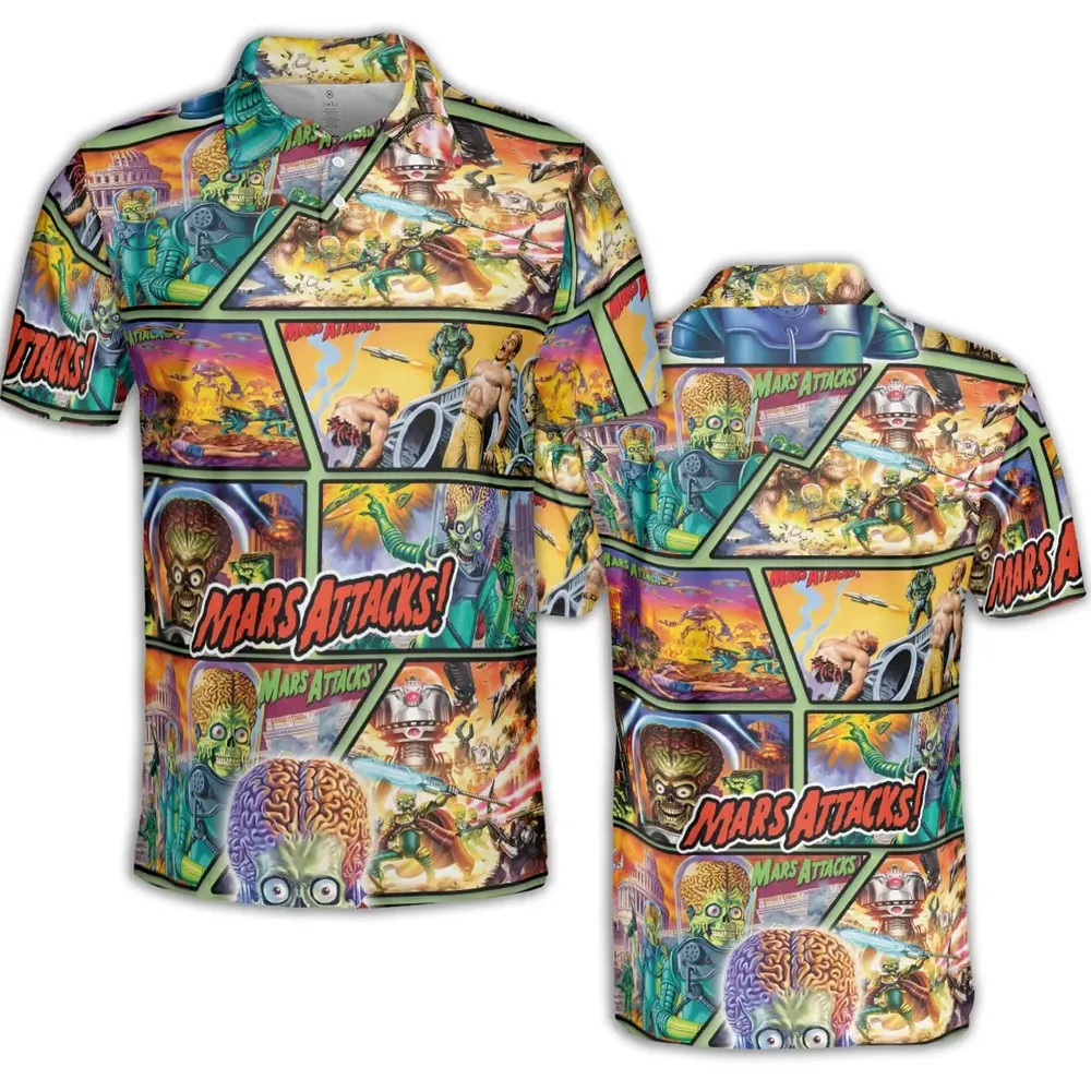 Ack! Ack! Ack! Mars Attacks AOP Men/Women Polo Shirt - 2