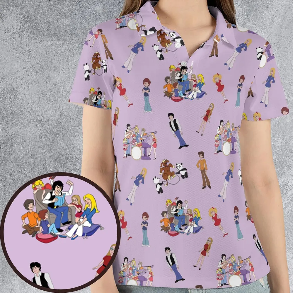 70s The Brady Kids Cartoon AOP Men/Women Polo Shirt - 4