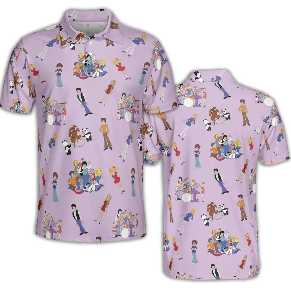 70s The Brady Kids Cartoon AOP Men/Women Polo Shirt - 2