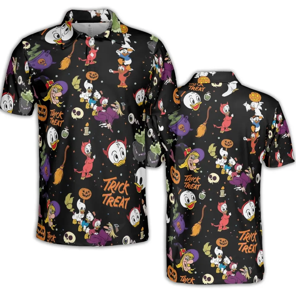 Huey, Dewey and Louie Duck Halloween AOP Men/Women Polo Shirt - 2