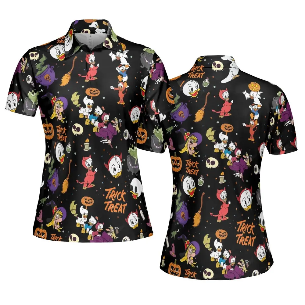 Huey, Dewey and Louie Duck Halloween AOP Men/Women Polo Shirt - 5