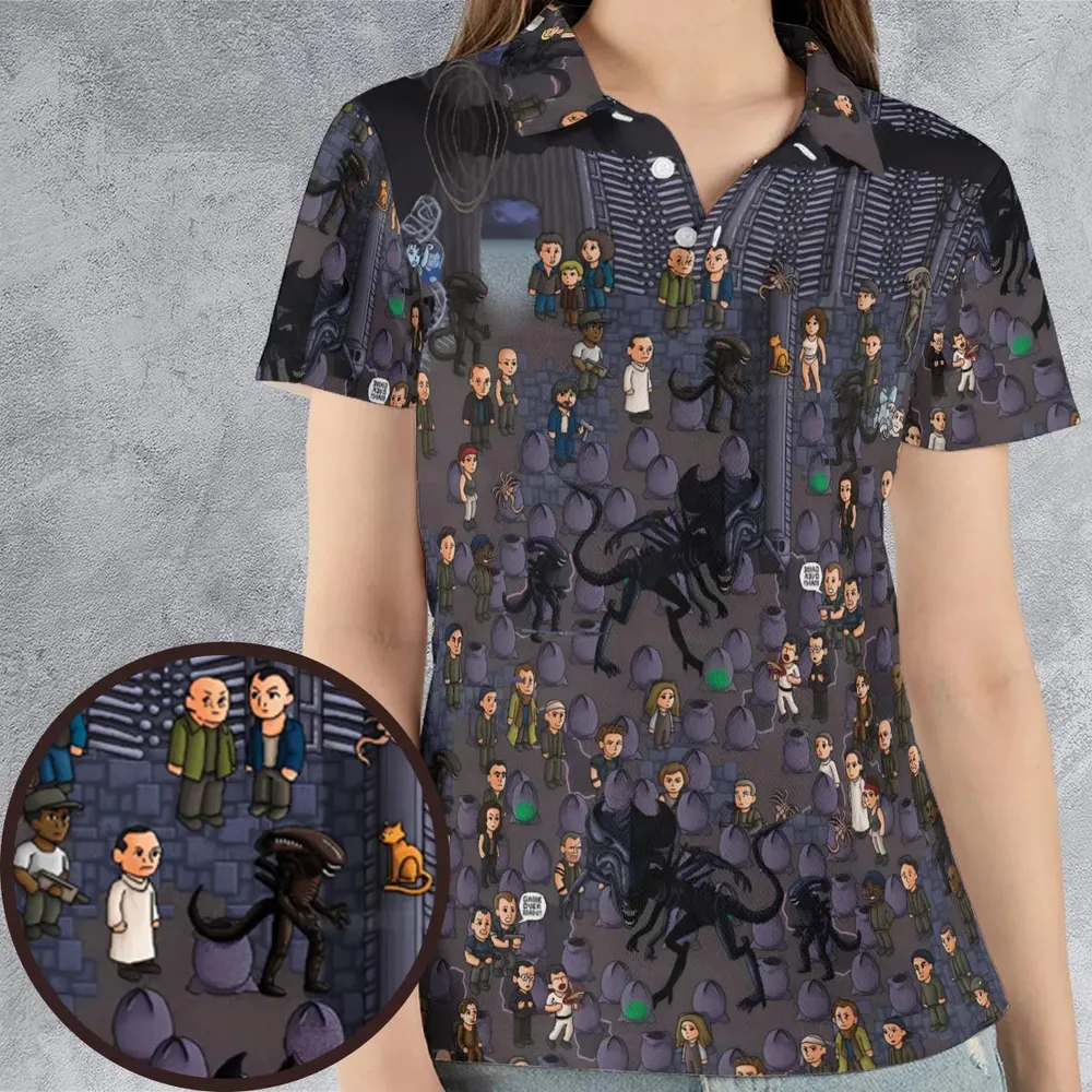Out of Space Alien AOP Men/Women Polo Shirt - 4