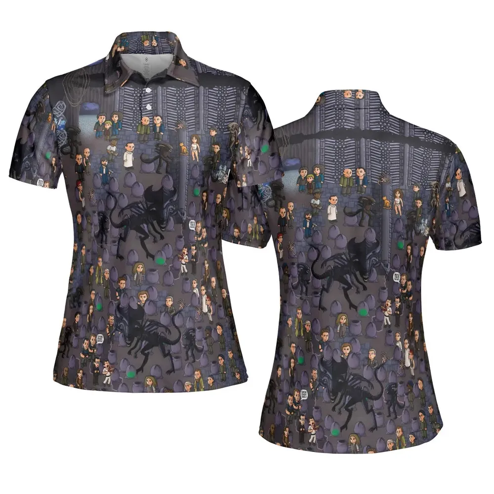 Out of Space Alien AOP Men/Women Polo Shirt - 5