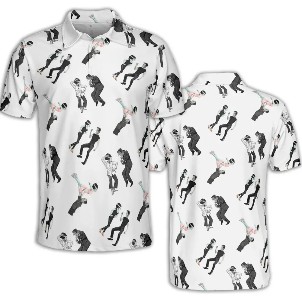 Frankenstein And Bride Movie Dance Scenes AOP Men/Women Polo Shirt - 2