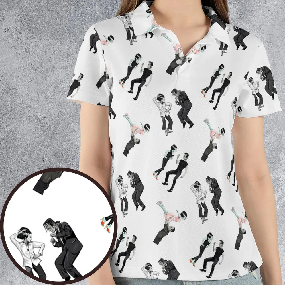Frankenstein And Bride Movie Dance Scenes AOP Men/Women Polo Shirt - 4