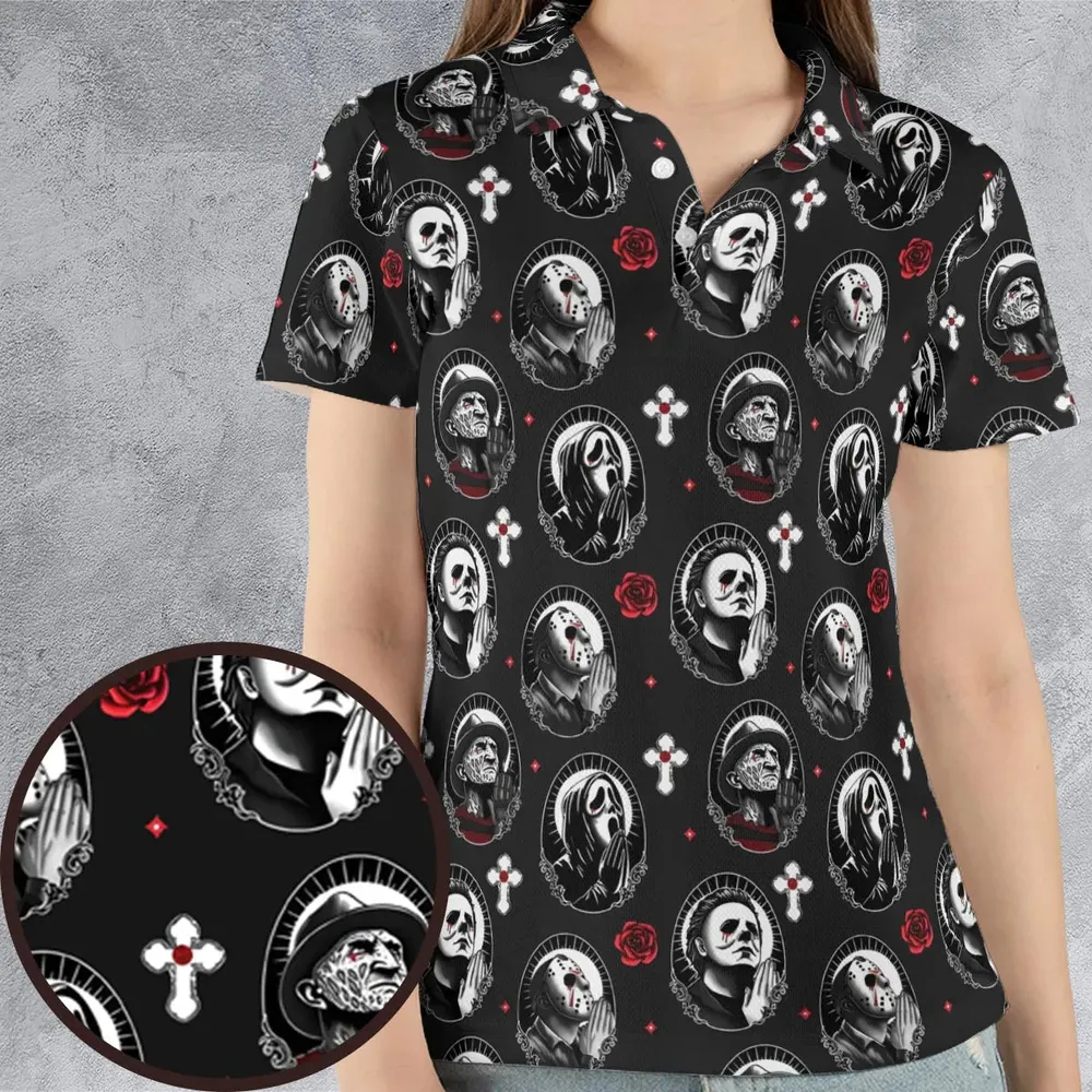 Horror Saints AOP Men/Women Polo Shirt - 4