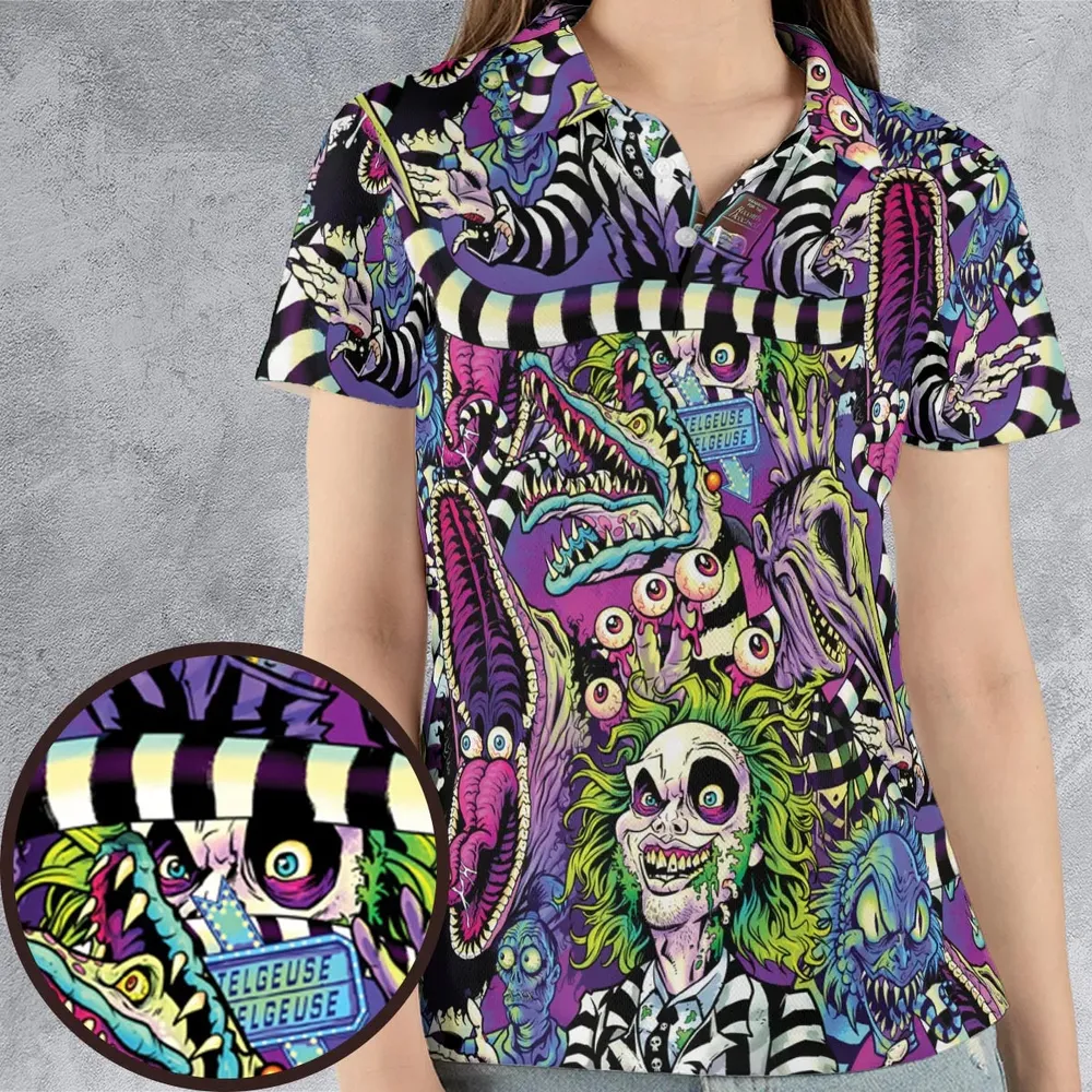 Stay Spooky Beetlejuice AOP Men/Women Polo Shirt - 4