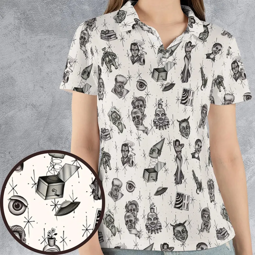The Twilight Zone Characters Pattern AOP Men/Women Polo Shirt - 4