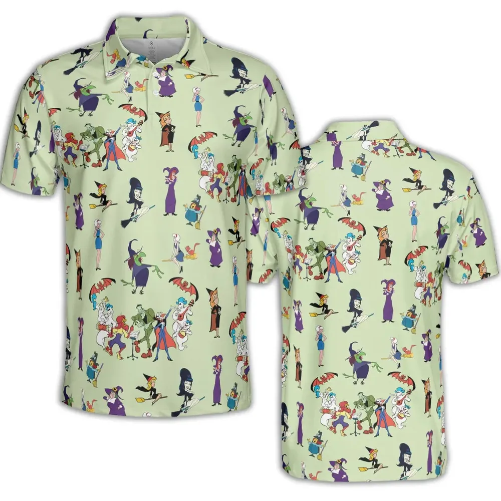 70s Witches Cartoon Characters AOP Men/Women Polo Shirt - 2