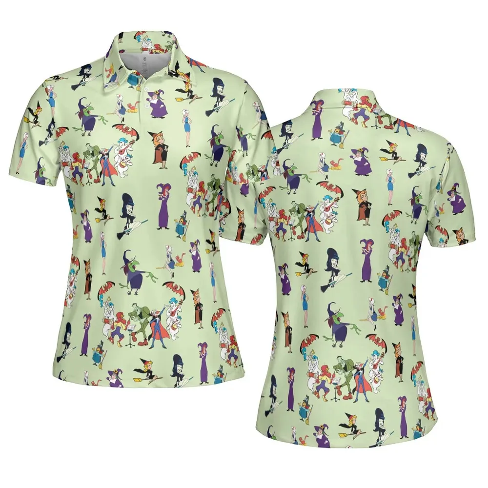 70s Witches Cartoon Characters AOP Men/Women Polo Shirt - 5