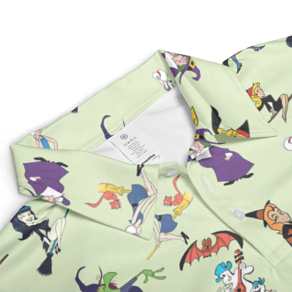 70s Witches Cartoon Characters AOP Men/Women Polo Shirt - 3