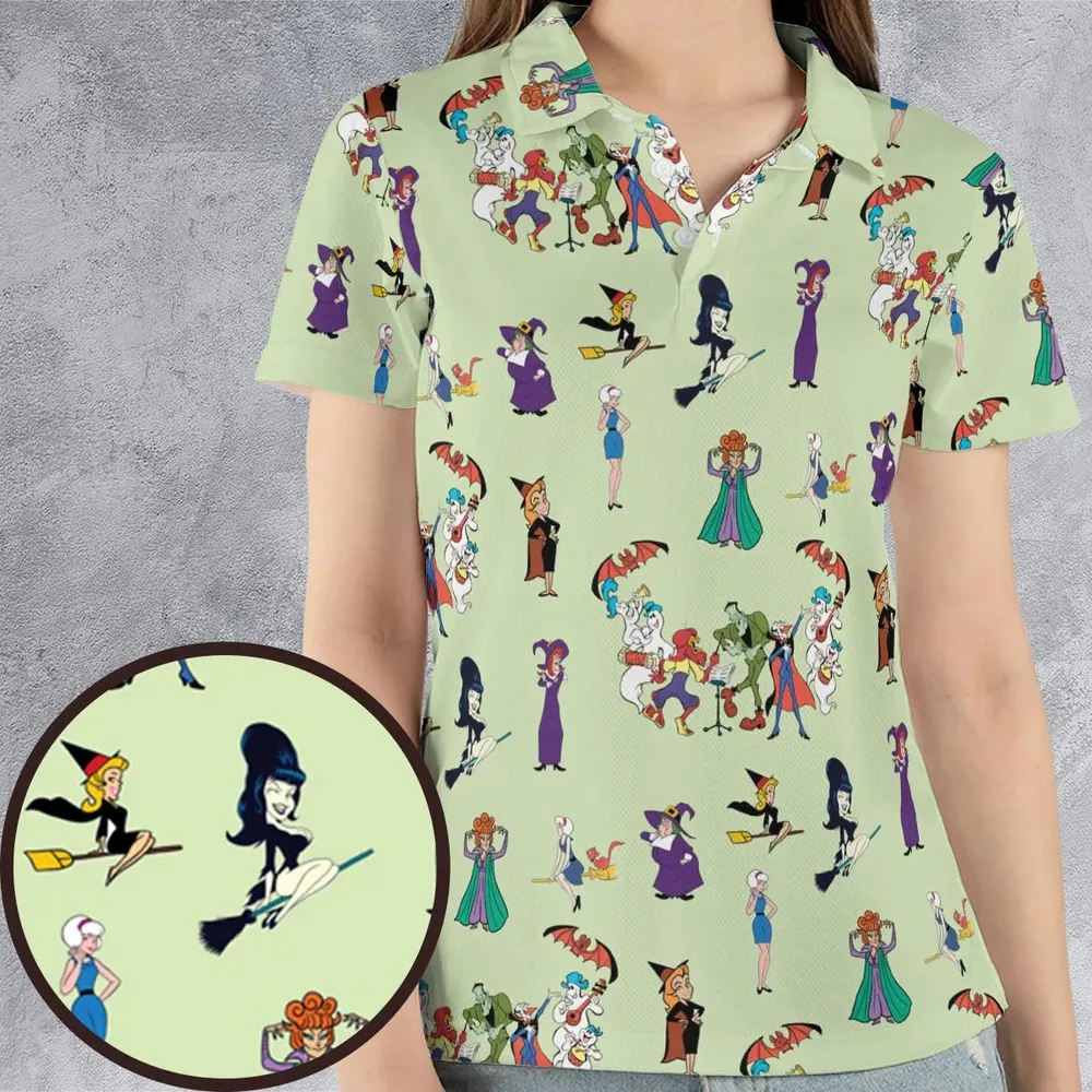Witches Cartoon Characters AOP Men/Women Polo Shirt - 4