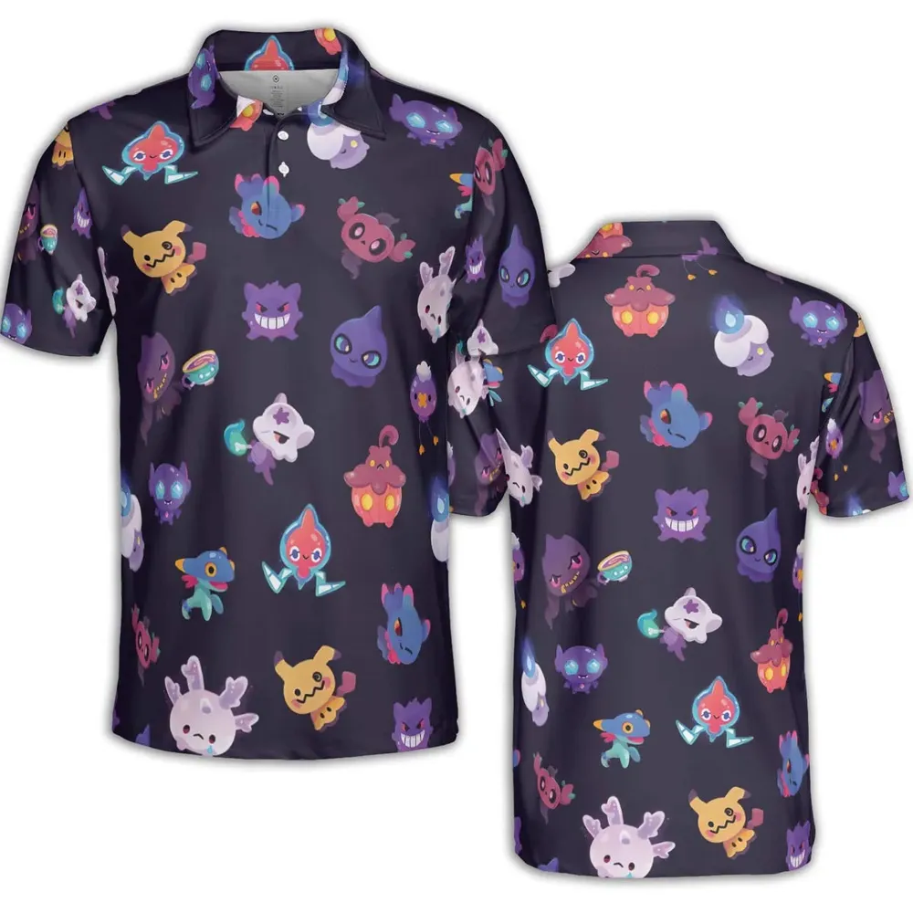 Cute Ghost Type AOP Men/Women Polo Shirt - 2