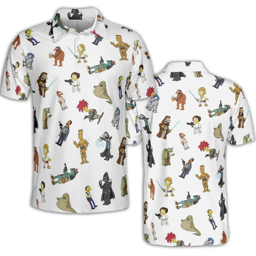Simpsons Star Wars Mashup AOP Men/Women Polo Shirt - 2
