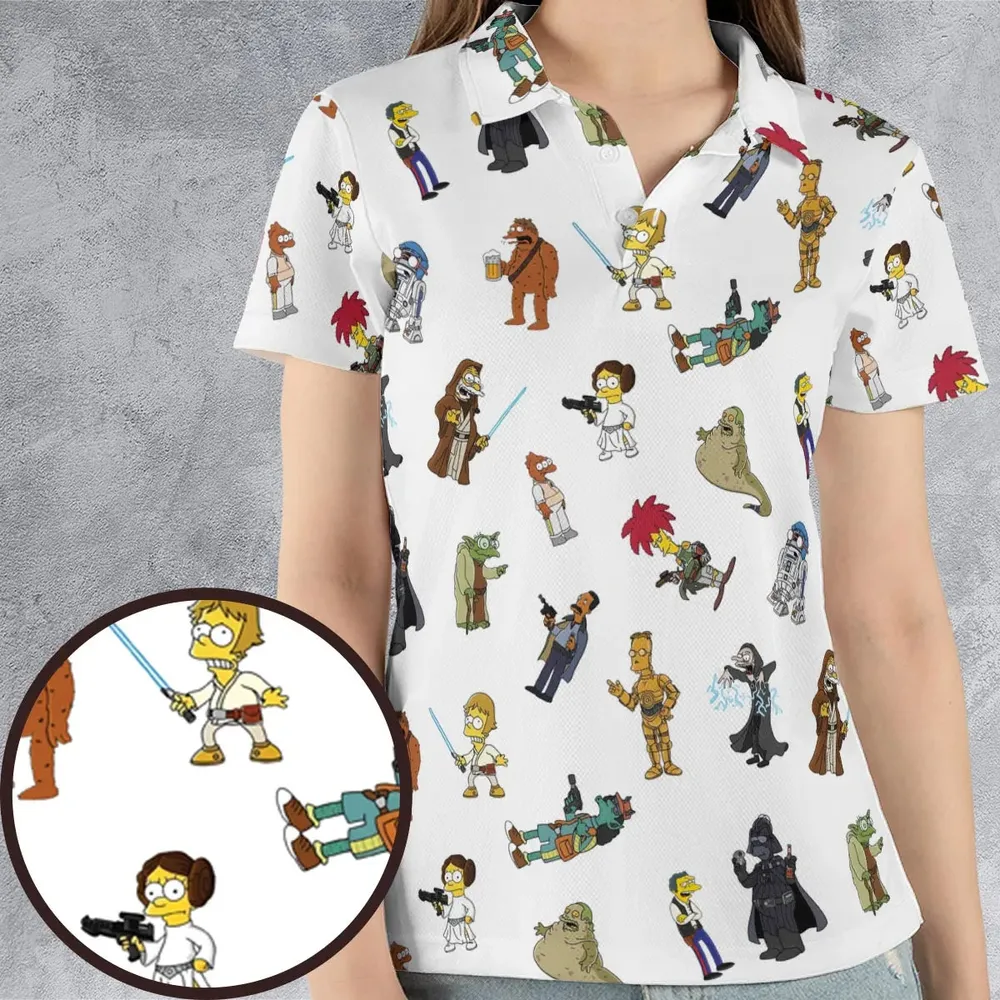 Simpsons Star Wars Mashup AOP Men/Women Polo Shirt - 4