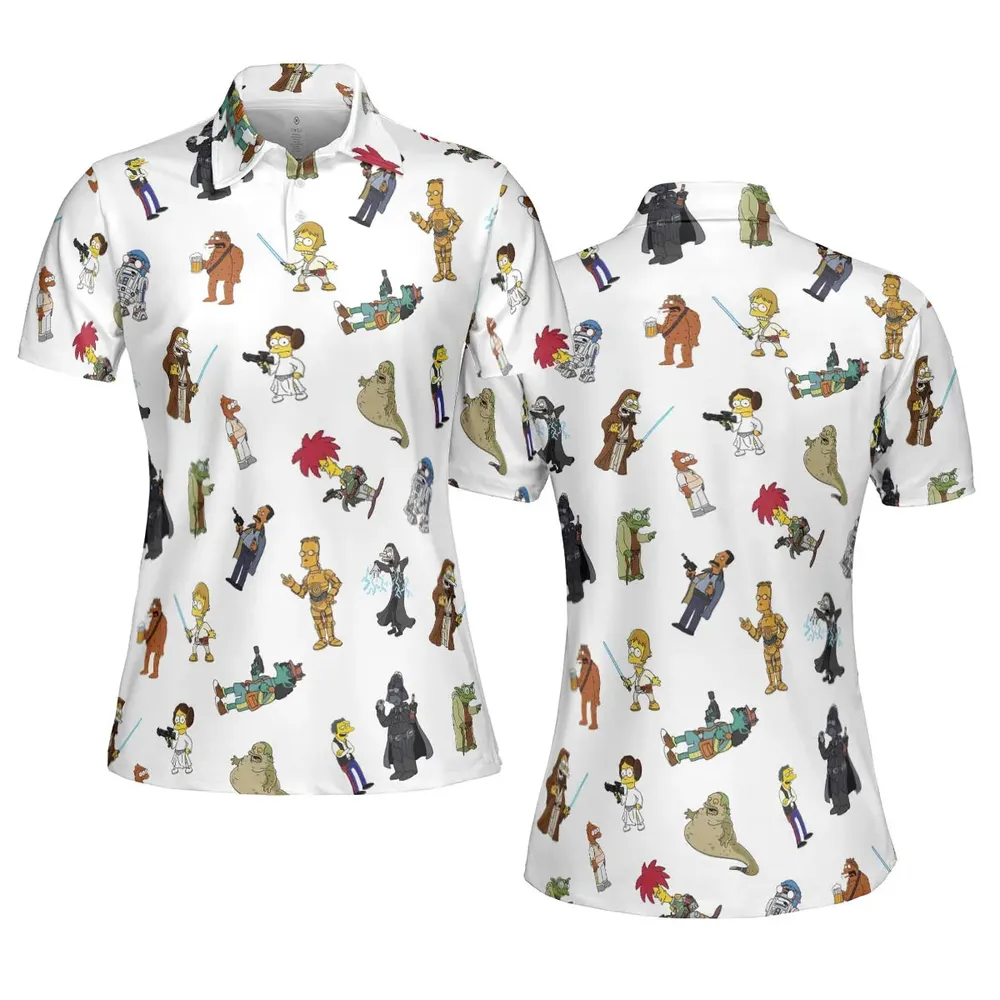 Simpsons Star Wars Mashup AOP Men/Women Polo Shirt - 5