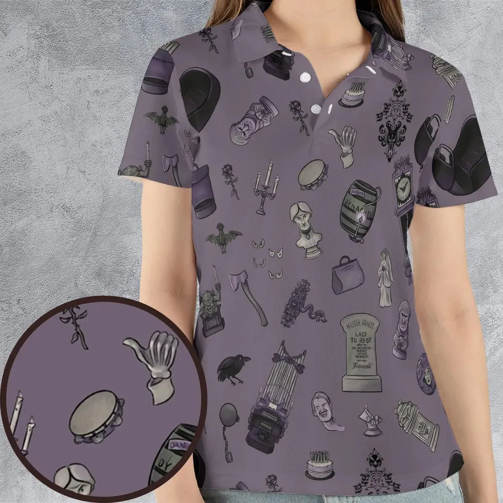 Welcome Foolish Mortals Haunted Mansion AOP Men/Women Polo Shirt - 4