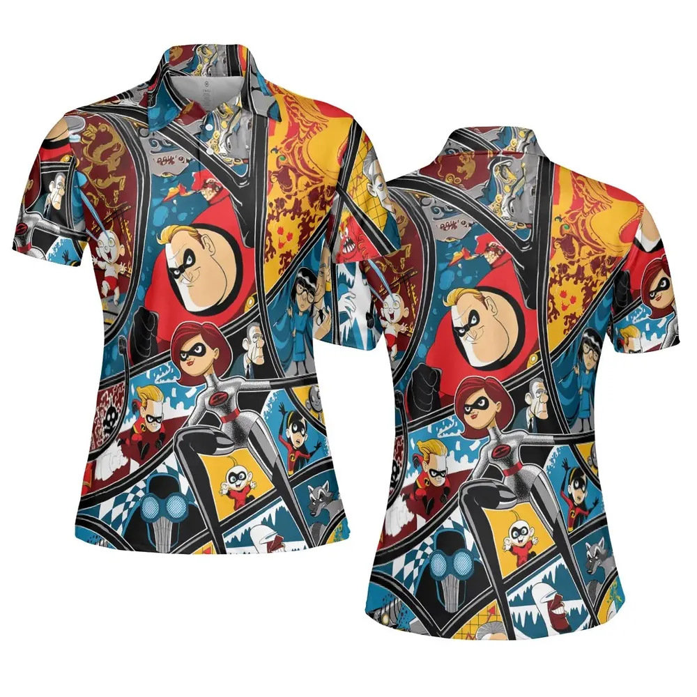 The Incredibles cartoon AOP Men/Women Polo Shirt - 5