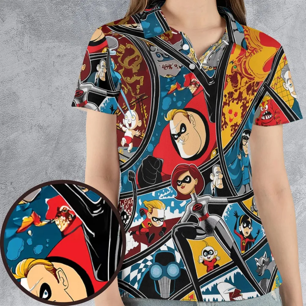 The Incredibles cartoon AOP Men/Women Polo Shirt - 4