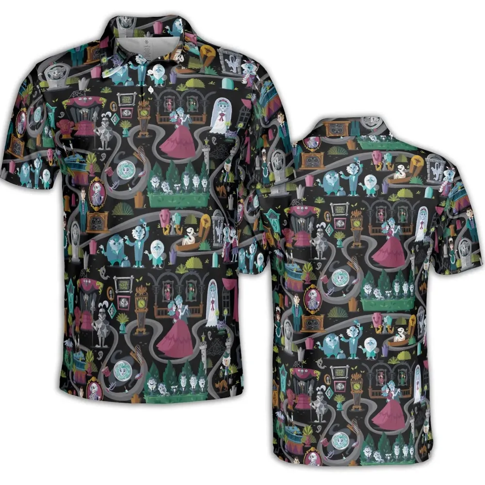 Haunted Mansion Map AOP Men/Women Polo Shirt - 2