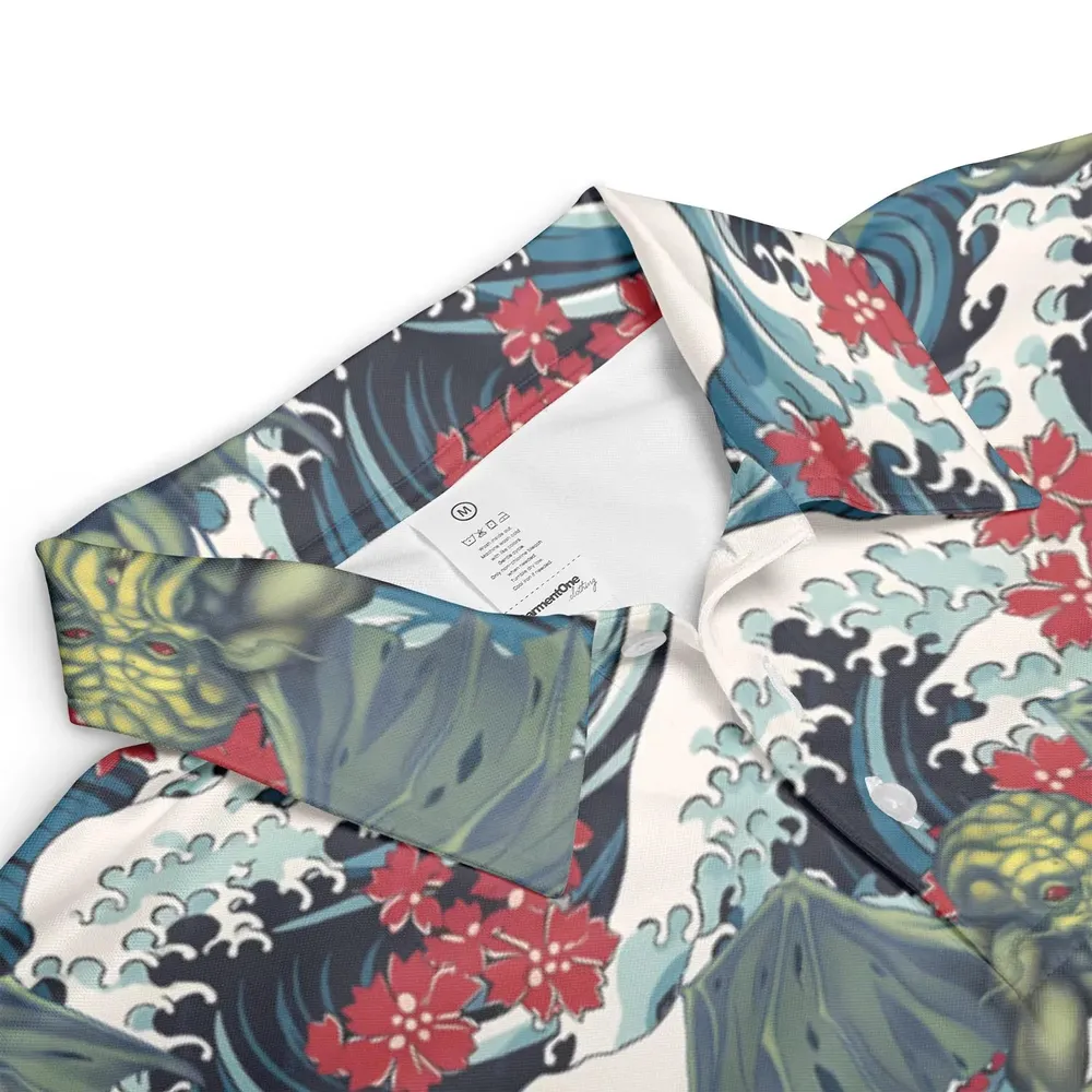 Great Waves Cthulhu AOP Men/Women Polo Shirt - 3