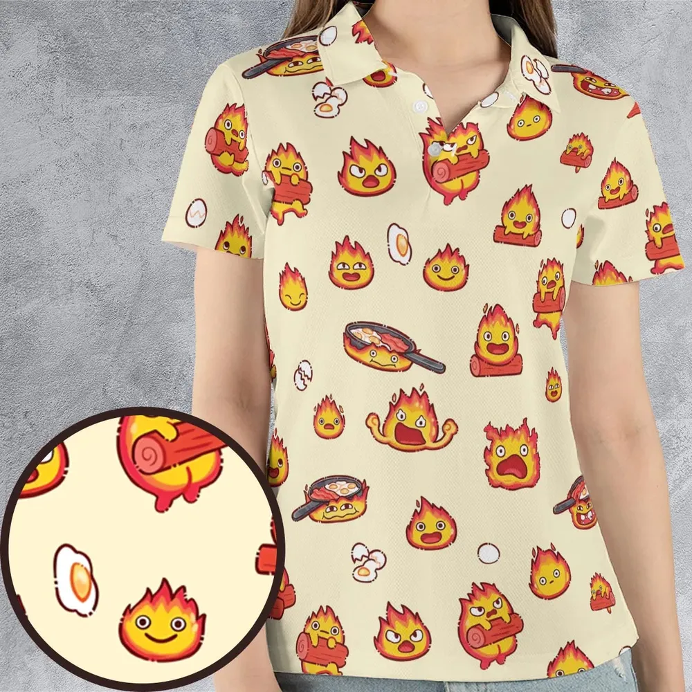 Calcifer Howl’s Moving Castle AOP Men/Women Polo Shirt - 4