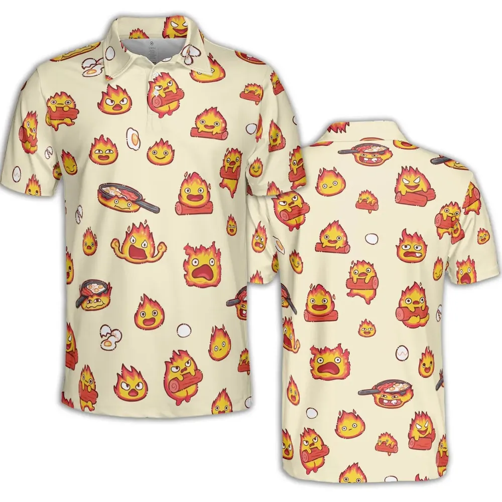 Calcifer Howl’s Moving Castle AOP Men/Women Polo Shirt - 2