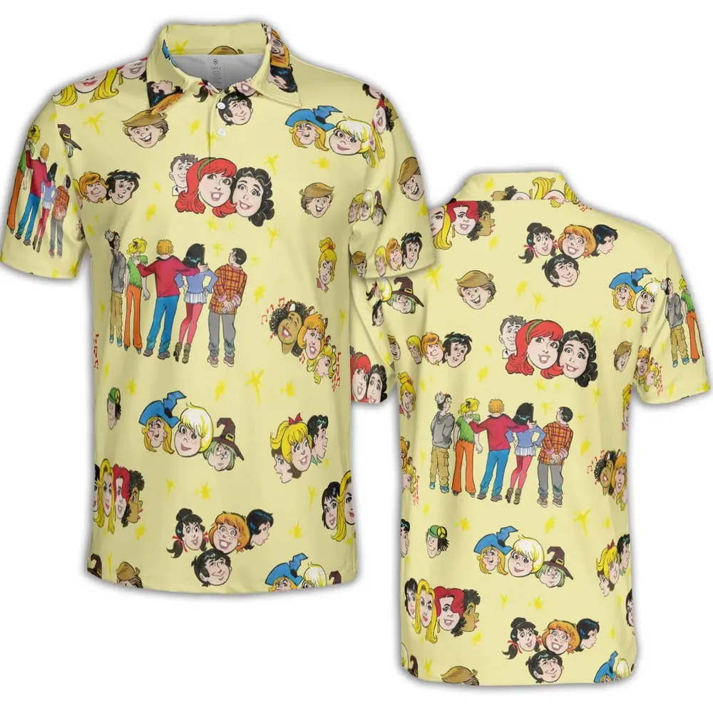 Nostalgic Cartoons in Archie Style AOP Men/Women Polo Shirt - 2