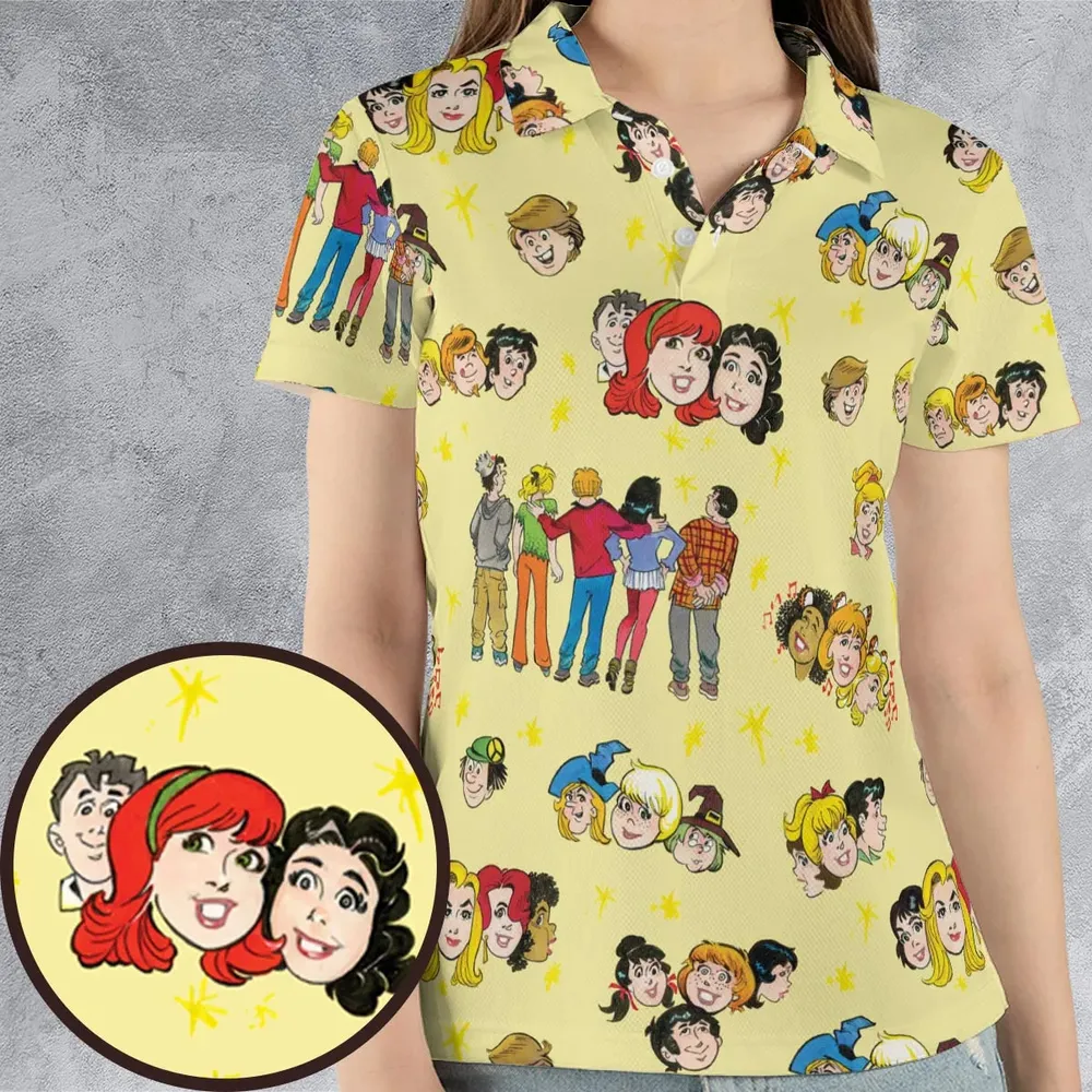 Nostalgic Cartoons in Archie Style AOP Men/Women Polo Shirt - 4