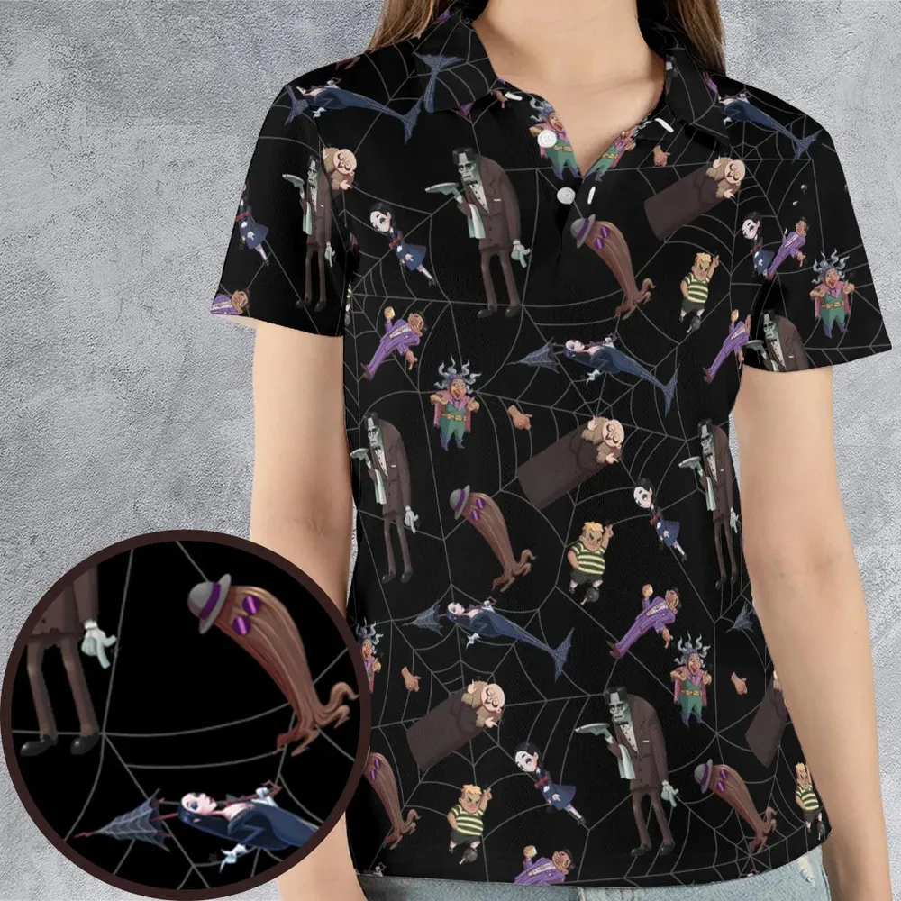 Groovie Addams Family  Cartoon Characters AOP Men/Women Polo Shirt - 4