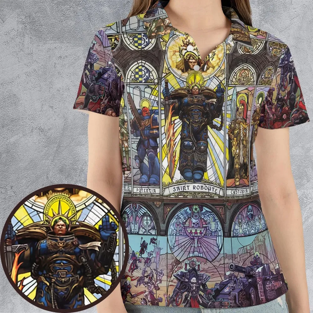 WH40K Library AOP Men/Women Polo Shirt - 4