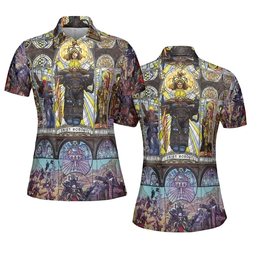 WH40K Library AOP Men/Women Polo Shirt - 5