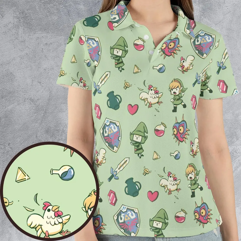 Let's Roll Link The Legend of Zelda AOP Men/Women Polo Shirt - 4