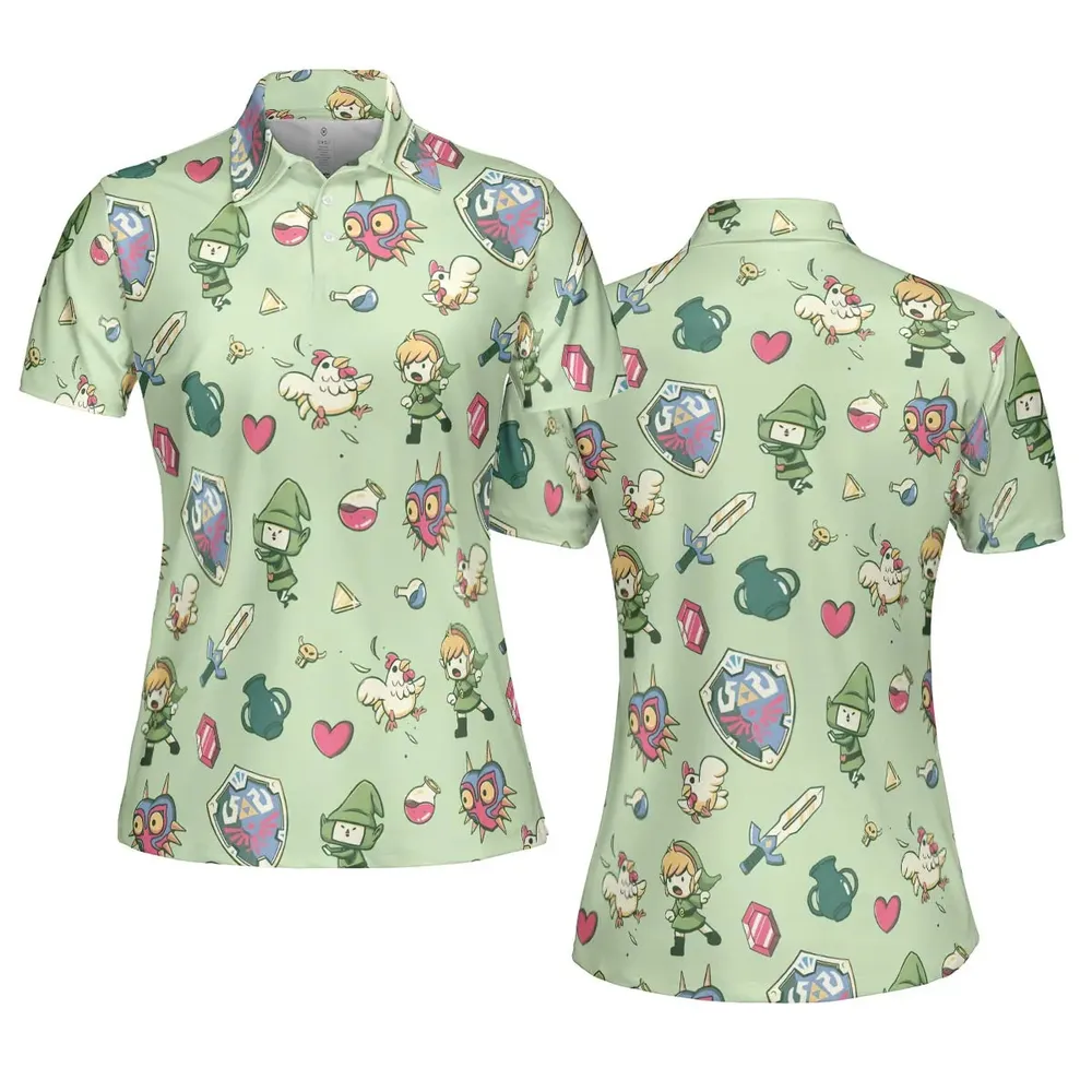 Let's Roll Link The Legend of Zelda AOP Men/Women Polo Shirt - 5