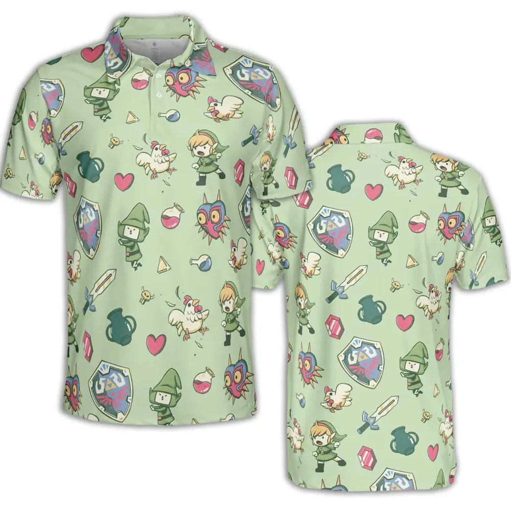Let's Roll Link The Legend of Zelda AOP Men/Women Polo Shirt - 2