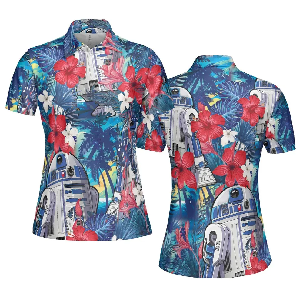 Summer Vacation R2 D2 Tropical AOP Men/Women Polo Shirt - 5