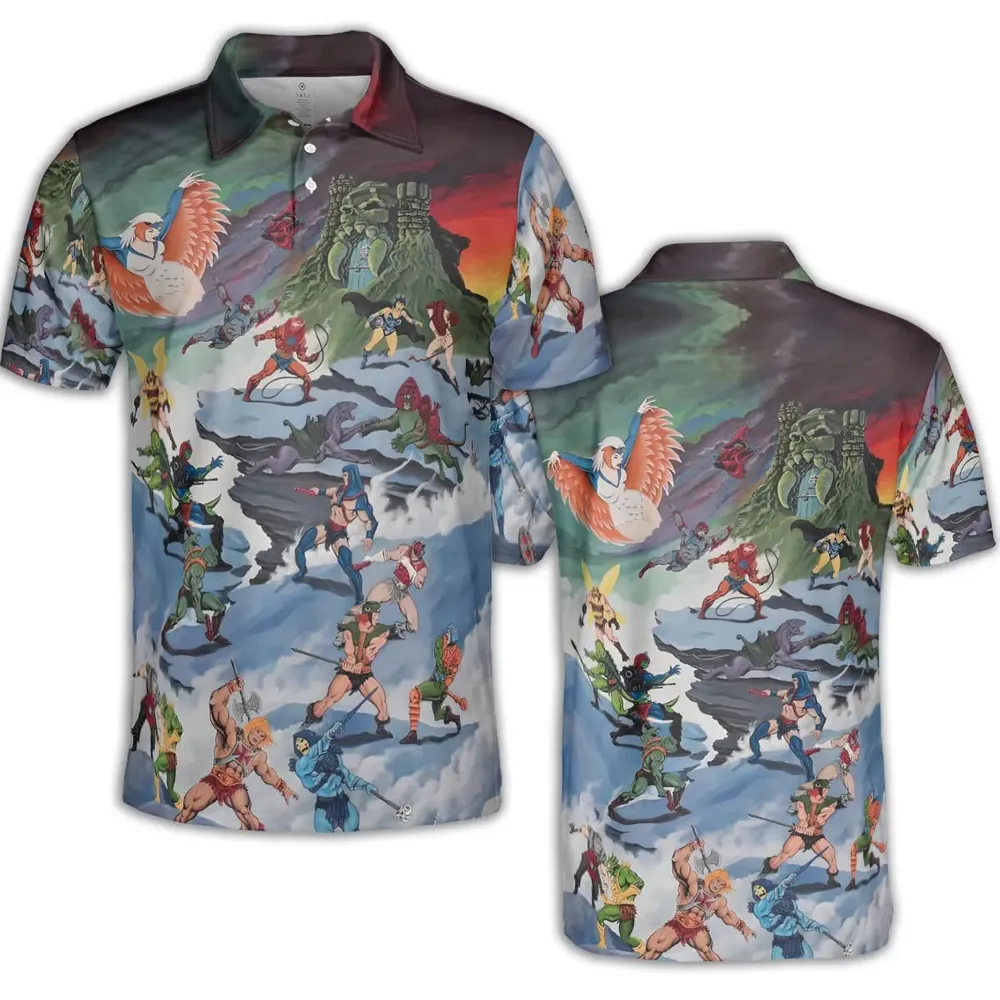 MOTU Castle Grayskull Battle AOP Men/Women Polo Shirt - 2
