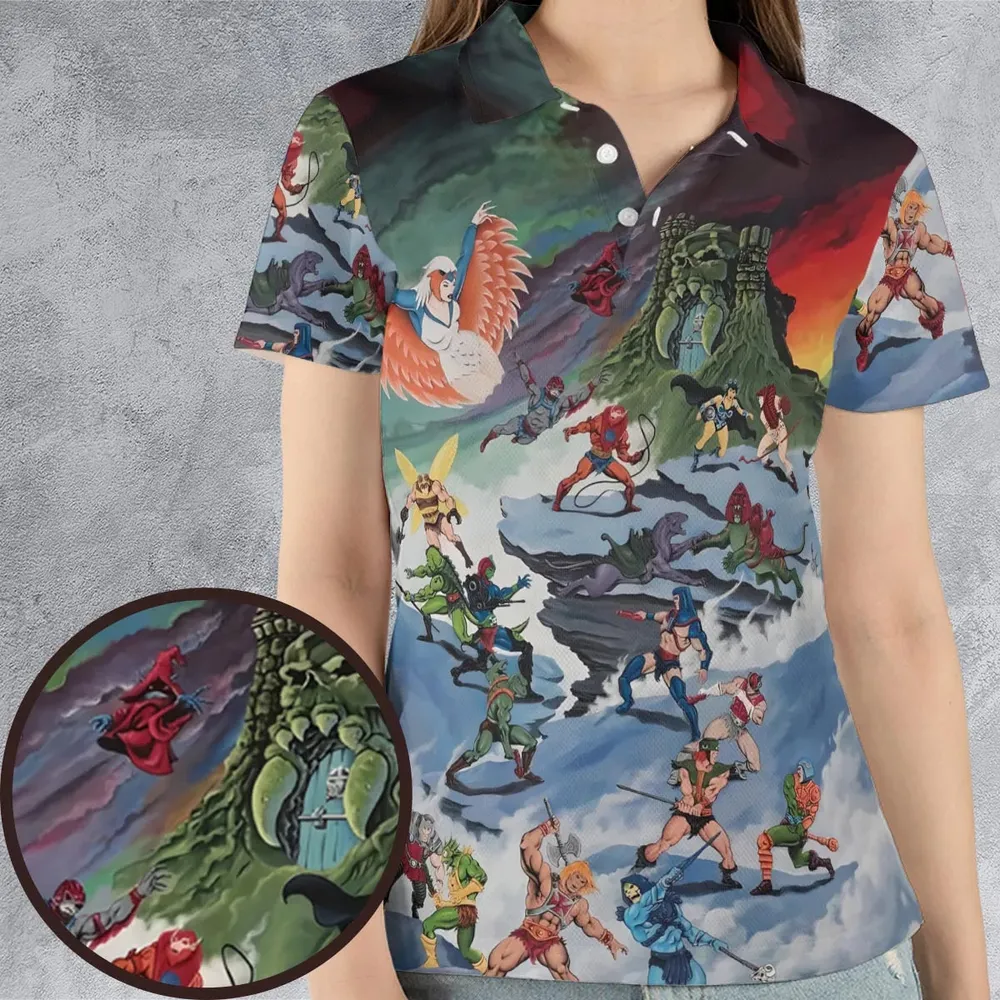 MOTU Castle Grayskull Battle AOP Men/Women Polo Shirt - 4