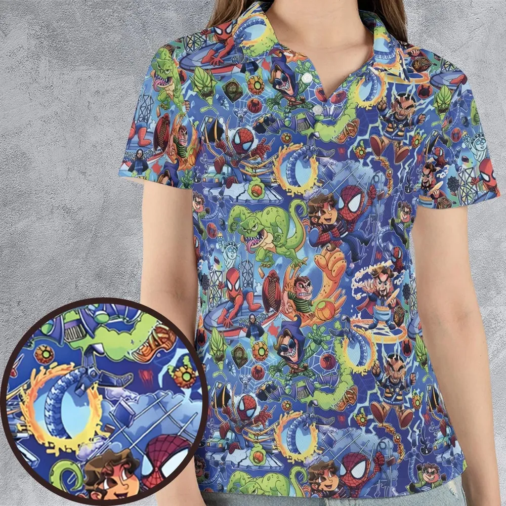 Web Slinger Spider Man AOP Men/Women Polo Shirt - 4