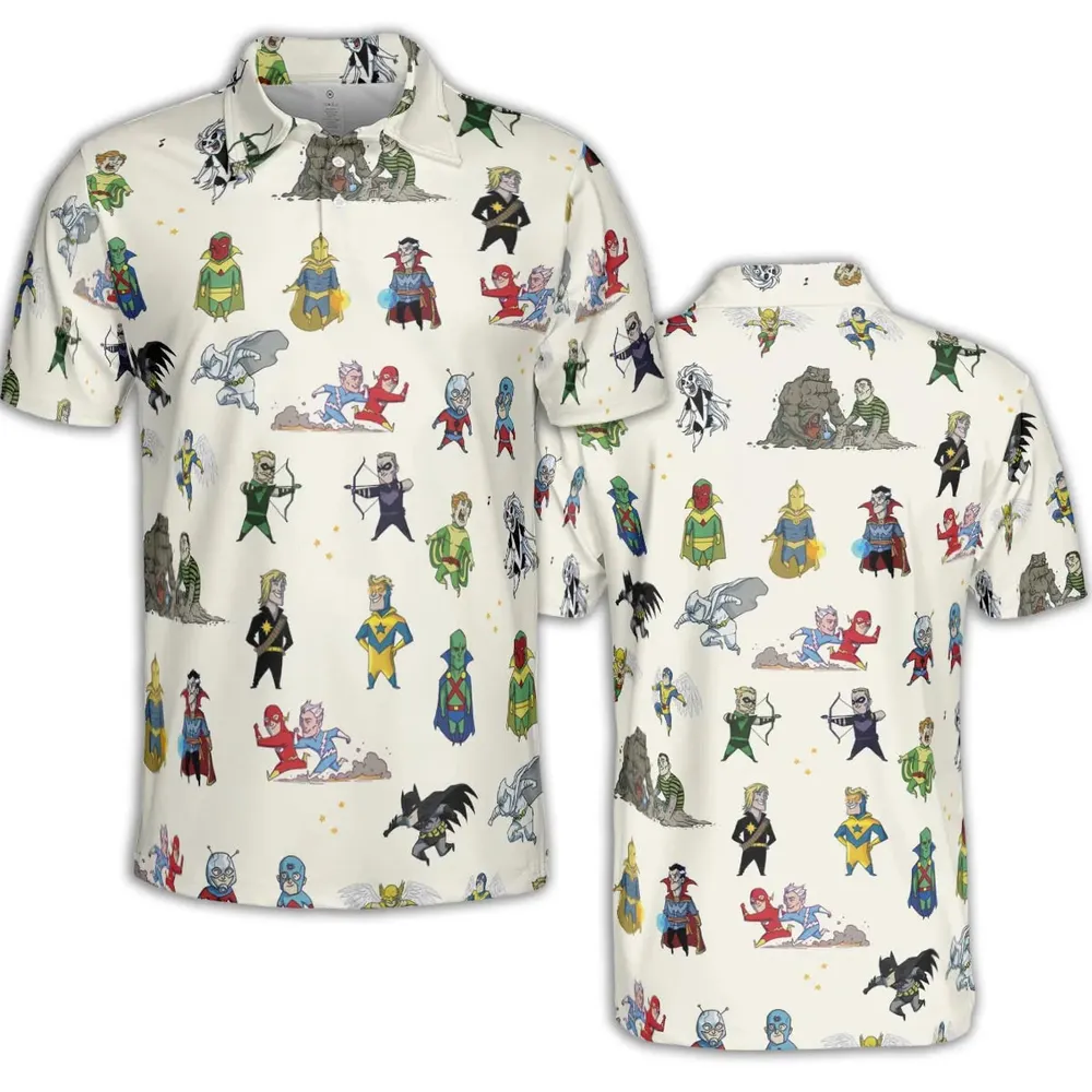 Chillin' and Battle Marvel vs DCU AOP Men/Women Polo Shirt - 2