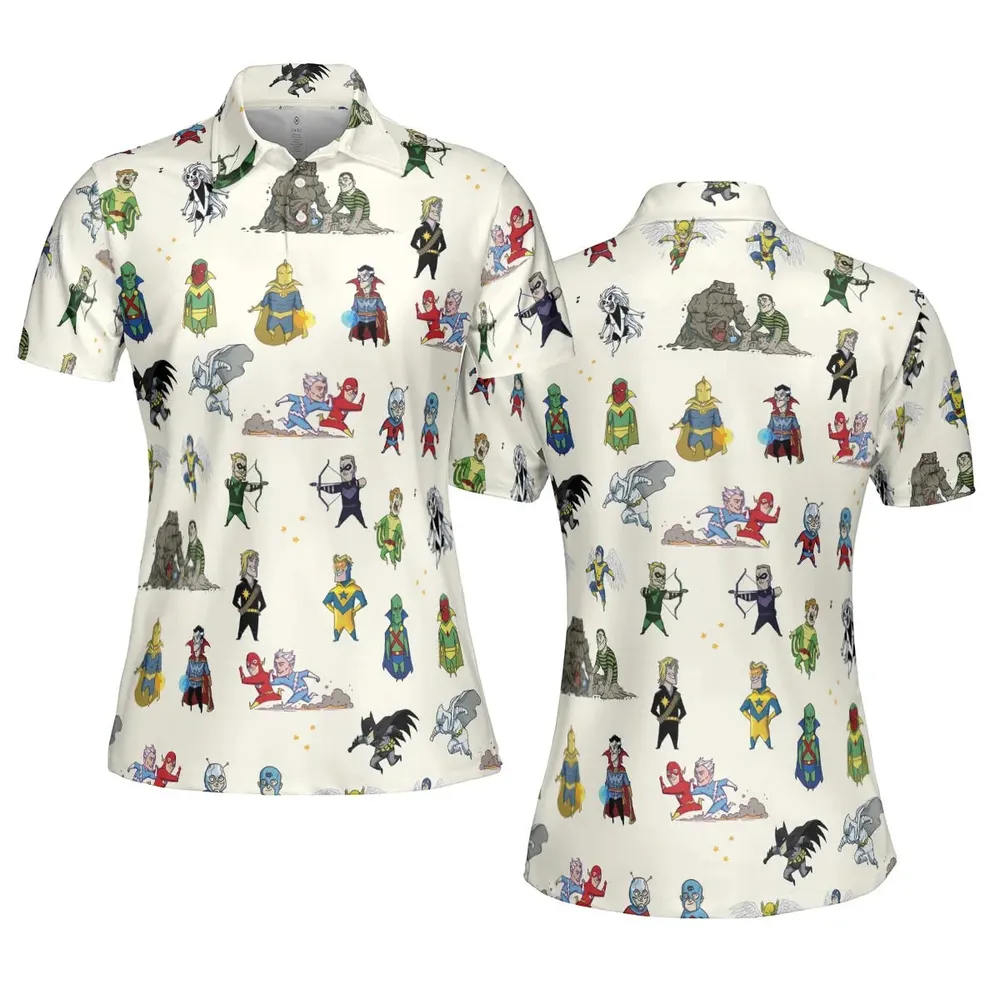 Chillin' and Battle Marvel vs DCU AOP Men/Women Polo Shirt - 5