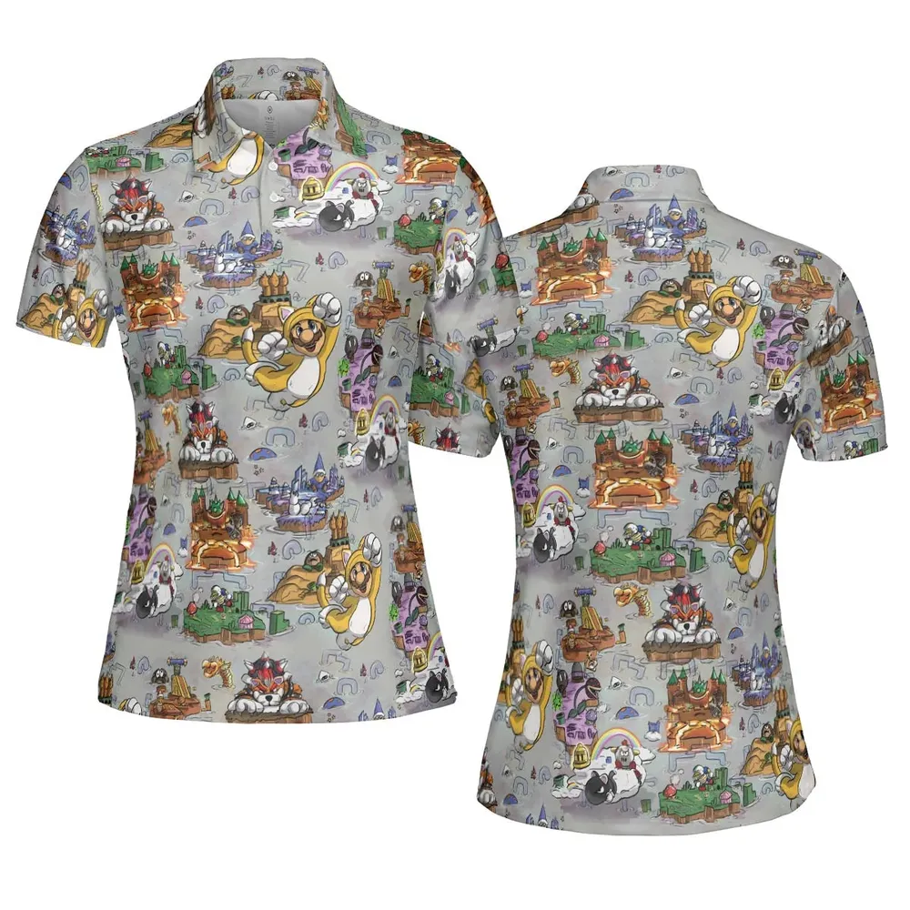 Mushroom World Super Mario Worlds AOP Men/Women Polo Shirt - 5