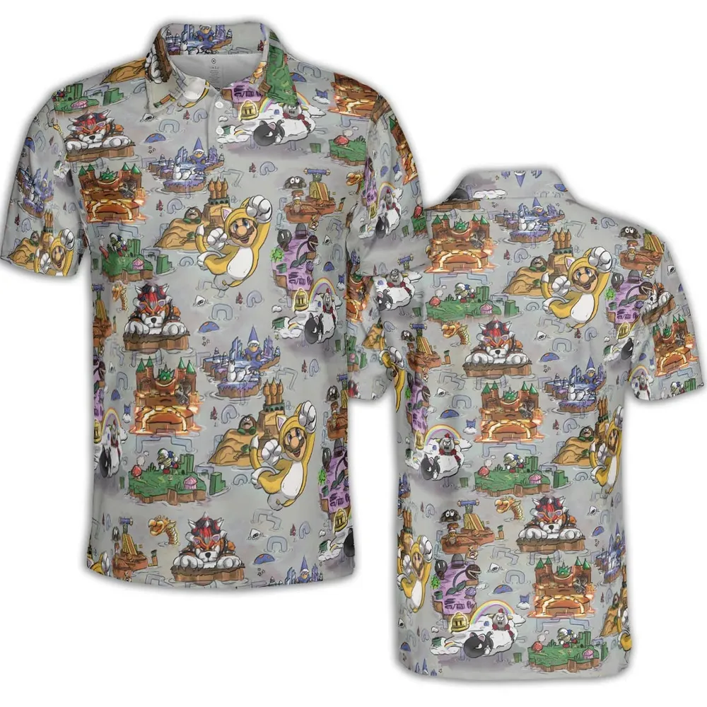 Mushroom World Super Mario Worlds AOP Men/Women Polo Shirt - 2