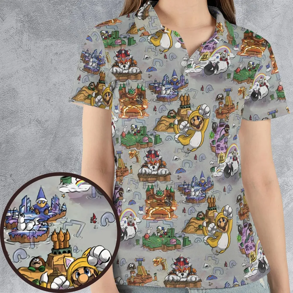 Mushroom World Super Mario Worlds AOP Men/Women Polo Shirt - 4
