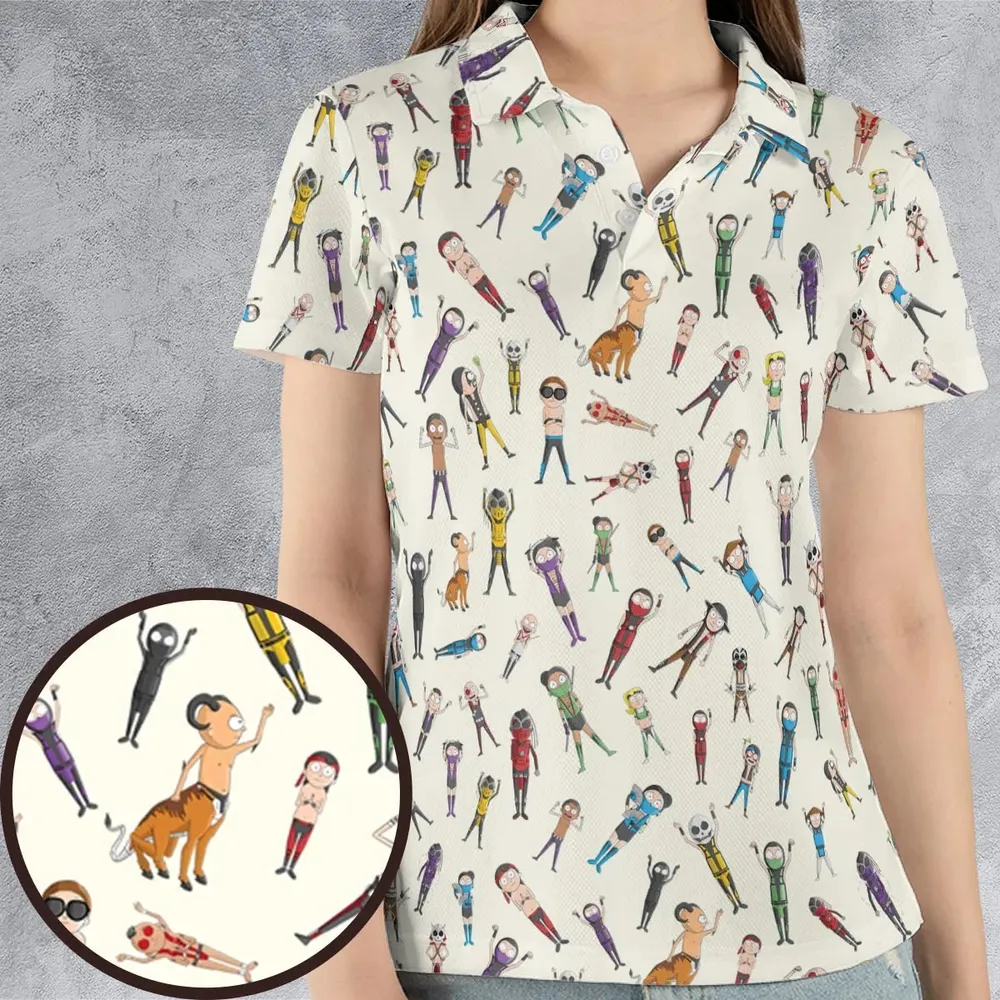 Morty Kombat Morty and Mortal Kombat Mashup AOP Men/Women Polo Shirt - 4