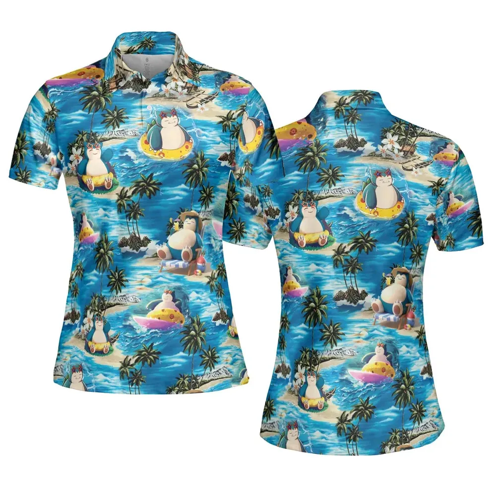Snorlax Surfing Summer Vibes AOP Men/Women Polo Shirt - 5