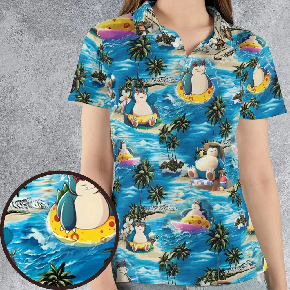 Snorlax Surfing Summer Vibes AOP Men/Women Polo Shirt - 4