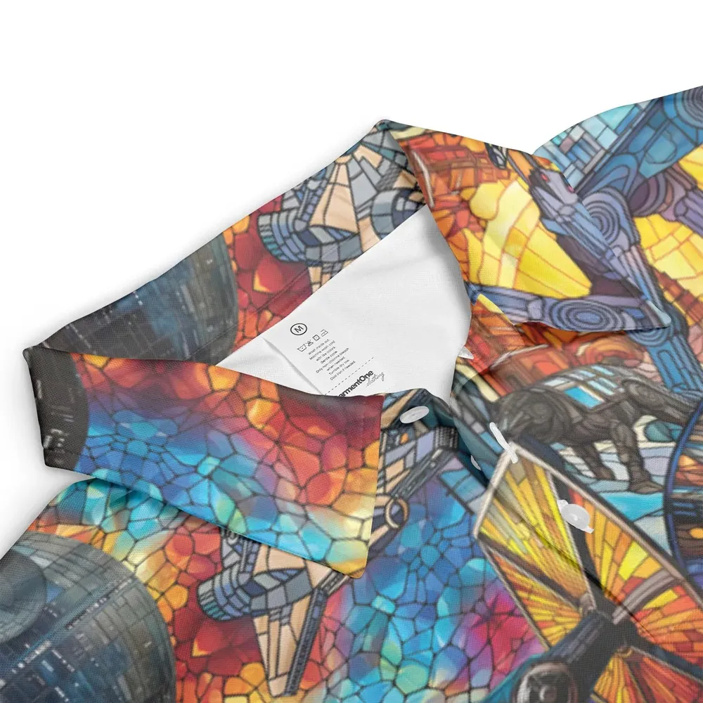 Spaceships Death Star Suncatcher Glass AOP Men/Women Polo Shirt - 3
