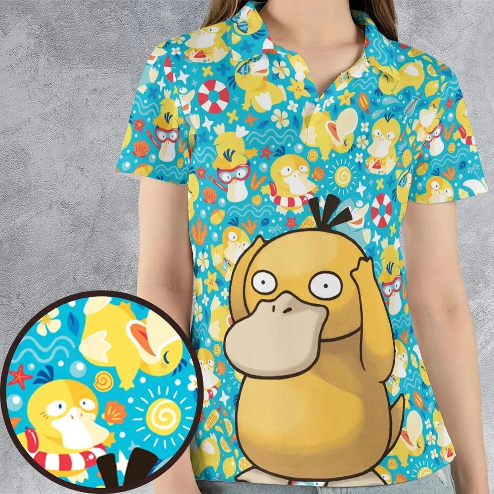Psyduck Power Pokemon AOP Men/Women Polo Shirt - 4