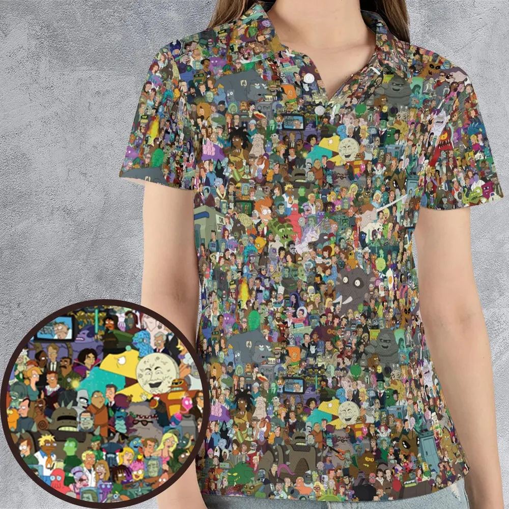 Futurama Characters AOP Men/Women Polo Shirt - 4
